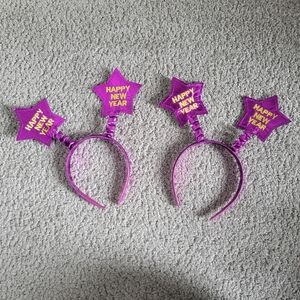 Happy New Year Star Boppers Magenta Gold Headbands, Set of 2
